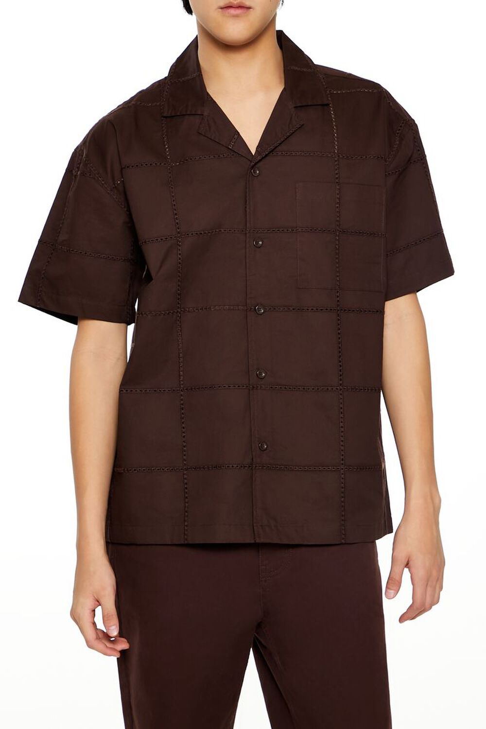 COCOA Embroidered Grid Shirt, image 1