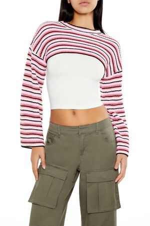 PINK/MULTI Striped Shrug Sweater, image 1