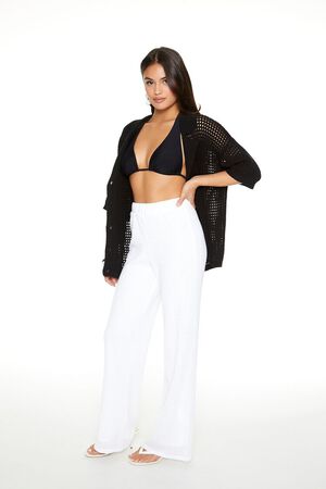WHITE Crochet Straight-Leg Pants, image 2