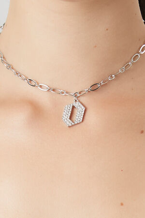 SILVER/T Rhinestone Initial Necklace, image 1