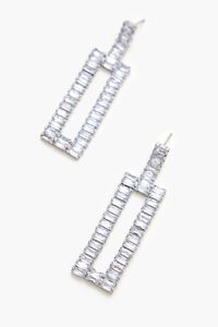 SILVER/CLEAR Faux Gem Geo Drop Earrings, image 2