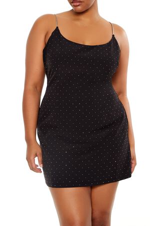 RED Plus Size Rhinestone Cami Mini Dress, image 2