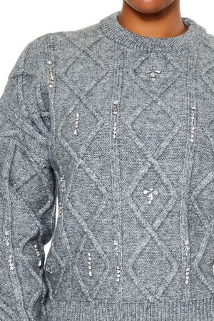 WHITE Plus Size Faux Gem Sweater, image 3