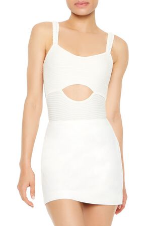 WHITE Seamless Cutout Bodysuit, image 1