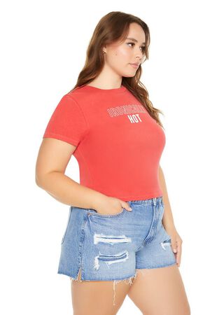 RED/MULTI Plus Size Ironically Hot Baby Tee, image 2