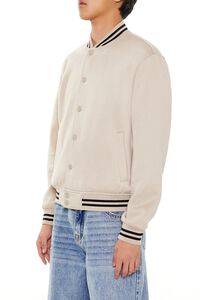 TAUPE Varsity-Striped Bomber Jacket, image 4