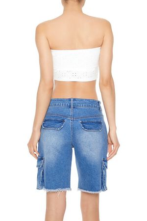 WHITE Cropped Eyelet Tube Top, image 3