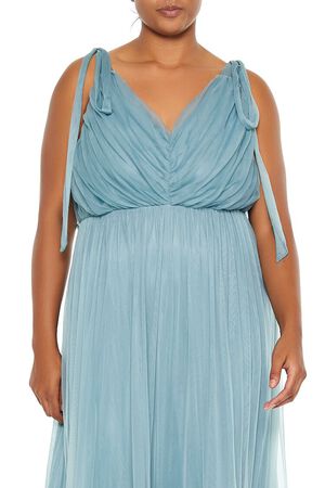 BLACK Plus Size Tiered Tie-Strap Maxi Dress, image 2