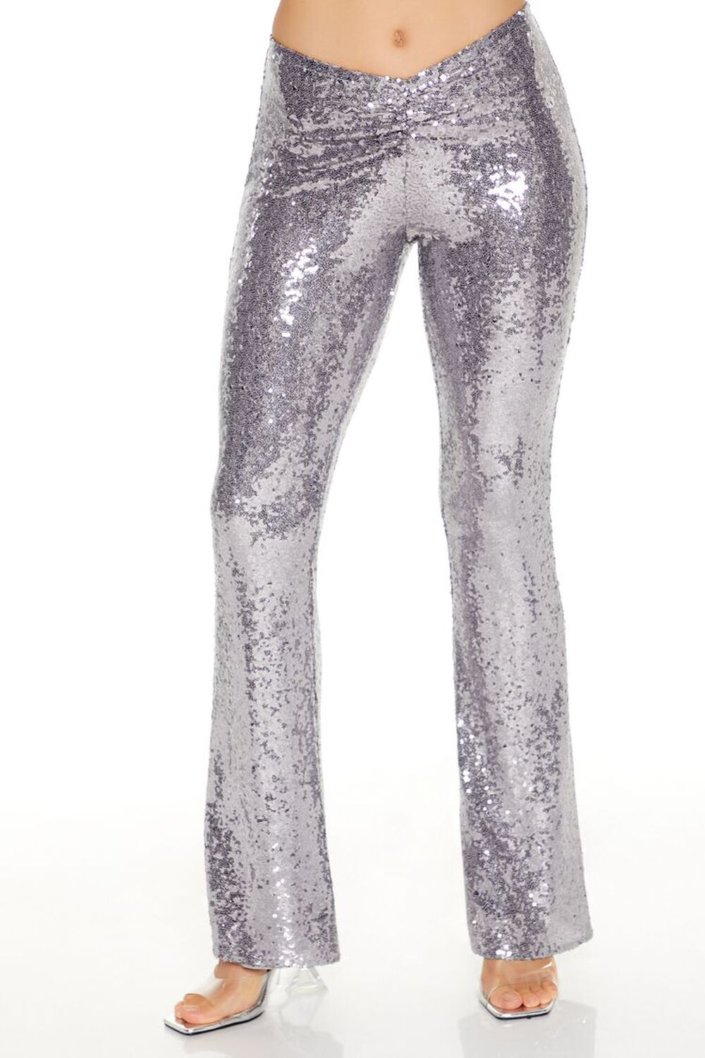 SILVER Sequin High-Rise Flare Pants, image 2