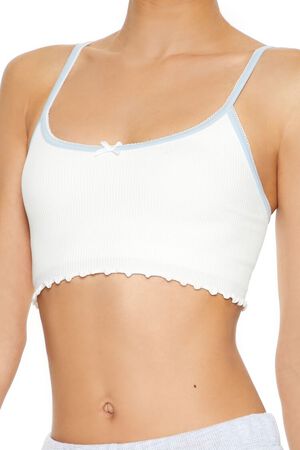 WHITE/BLUE Seamless Bow Longline Bralette, image 3