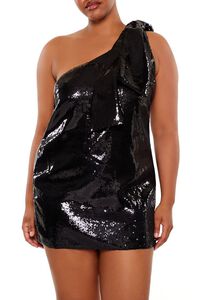 BLACK Plus Size Sequin Tie-Strap Mini Dress, image 2