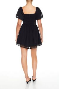 BLACK Puff-Sleeve Babydoll Mini Dress, image 5