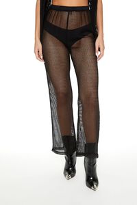 BLACK Sheer Crochet Shirt & Pants Set, image 5