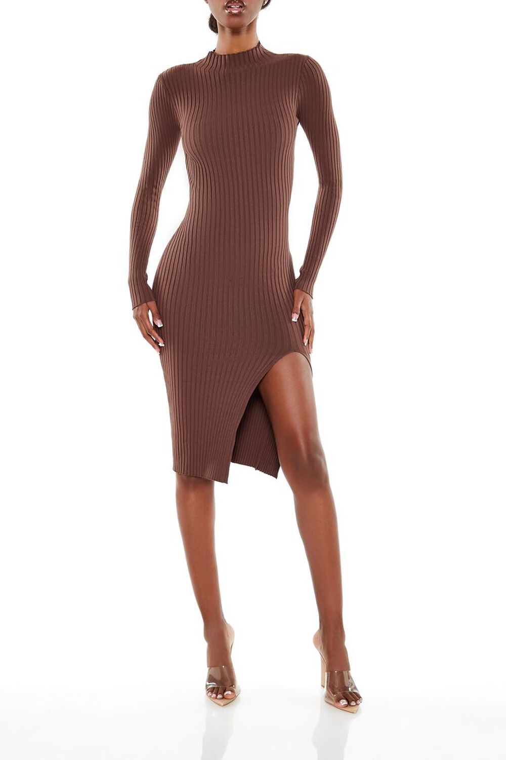 WALNUT Ribbed Knit Midi Sweater Dress, image 2