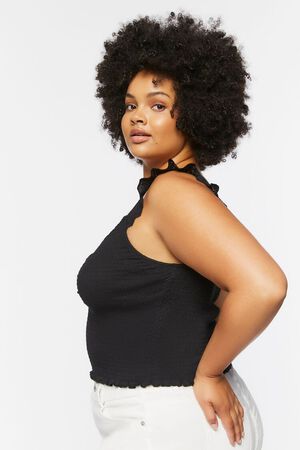 BLACK Plus Size Smocked Tank Top, image 2