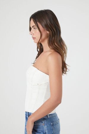 WHITE Denim Bustier Tube Top, image 2