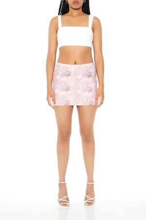 PINK/MULTI Fitted Abstract Print Mini Skirt, image 1