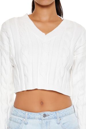 PEONY Cropped Cable Knit Sweater, image 3