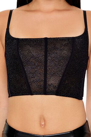 BLACK Rhinestone Lingerie Corset Top, image 2