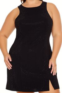 BLACK Plus Size Rhinestone Mini Dress, image 5