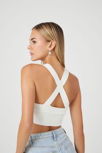 WHITE Sweater-Knit Crisscross Tank Top, image 3