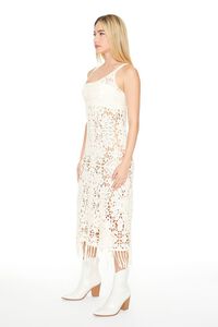 IVORY Crochet Fringe Midi Dress, image 2
