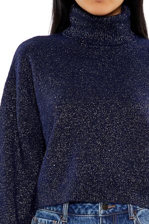 BEIGE Glitter Knit Turtleneck Sweater, image 3