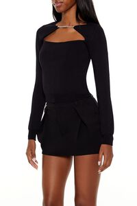 BLACK Faux Gem Cutout Sweater, image 4
