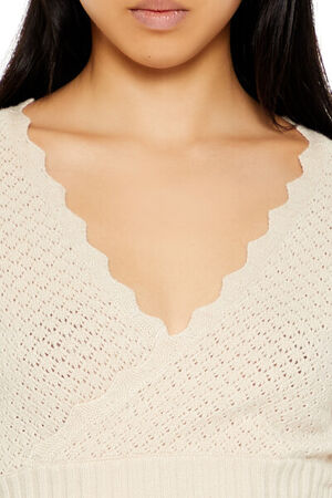 WISTERIA Textured Surplice Cropped Sweater, image 3