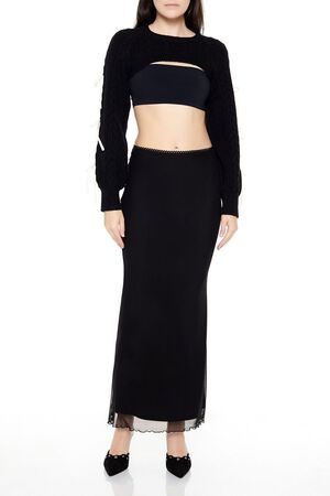 BLACK/WHITE Bow Shrug Sweater, image 2