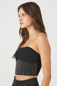 BLACK Rhinestone Fringe Tube Top, image 2