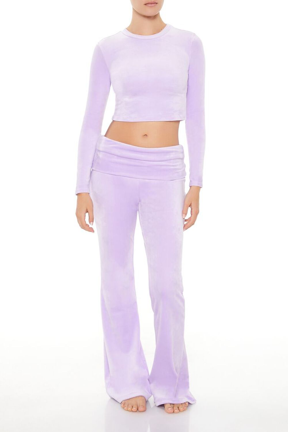 LAVENDER Velour Long-Sleeve Crop Top, image 2