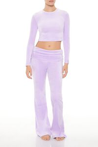 LAVENDER Velour Long-Sleeve Crop Top, image 2