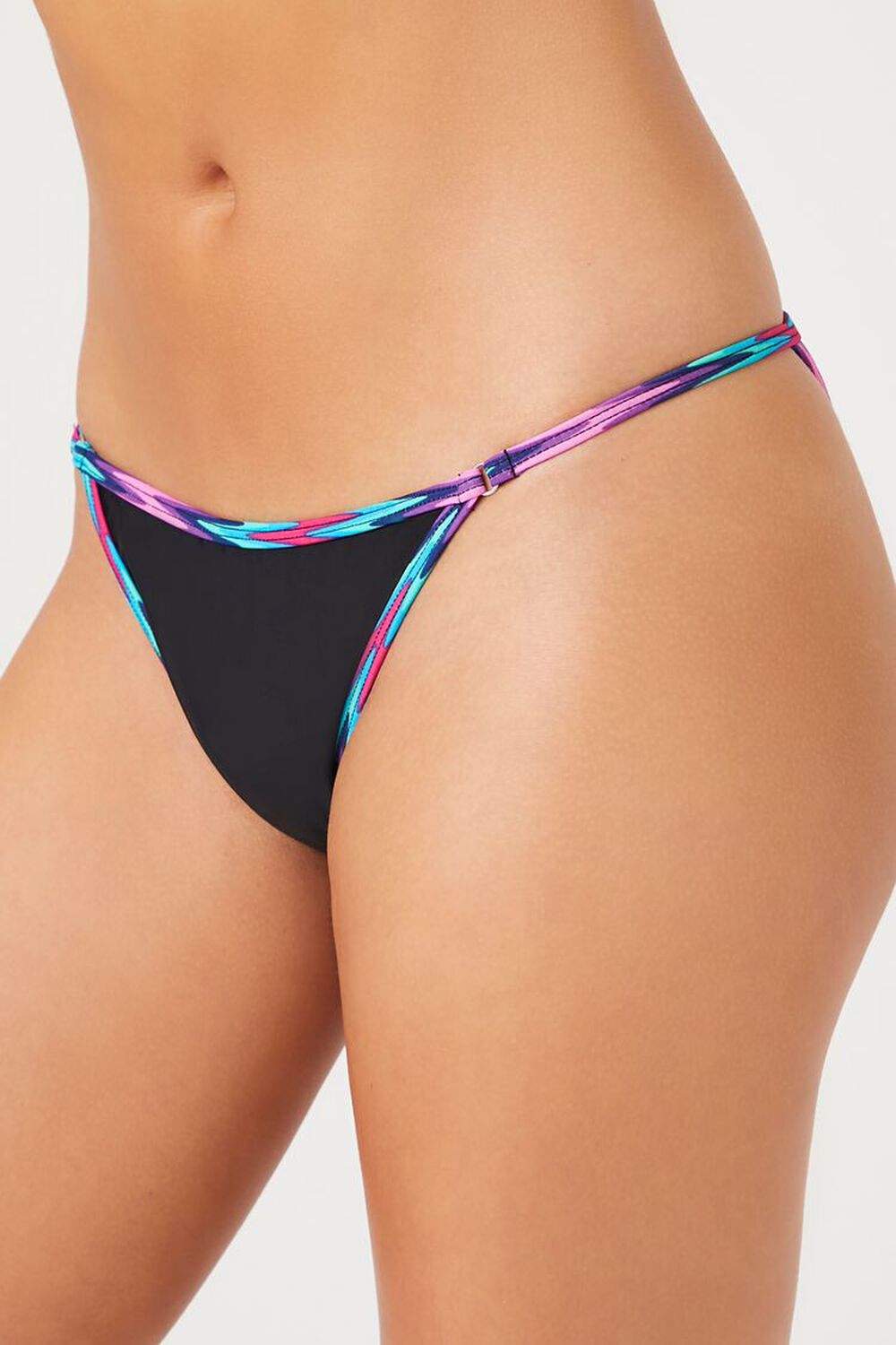 BLACK/MULTI Chevron-Trim Bikini Bottoms, image 3