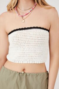 WHITE/BLACK Sweater-Knit Cropped Tube Top, image 5