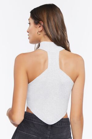 GREY Sweater-Knit Mock Neck Crop Top, image 3