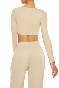 DESERT SAND Active Ruched V-Neck Crop Top, image 5