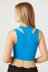 BLUE Ribbed Bustier Racerback Tank Top, image 3