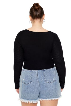 BLACK Plus Size Sweater-Knit Crop Top, image 3