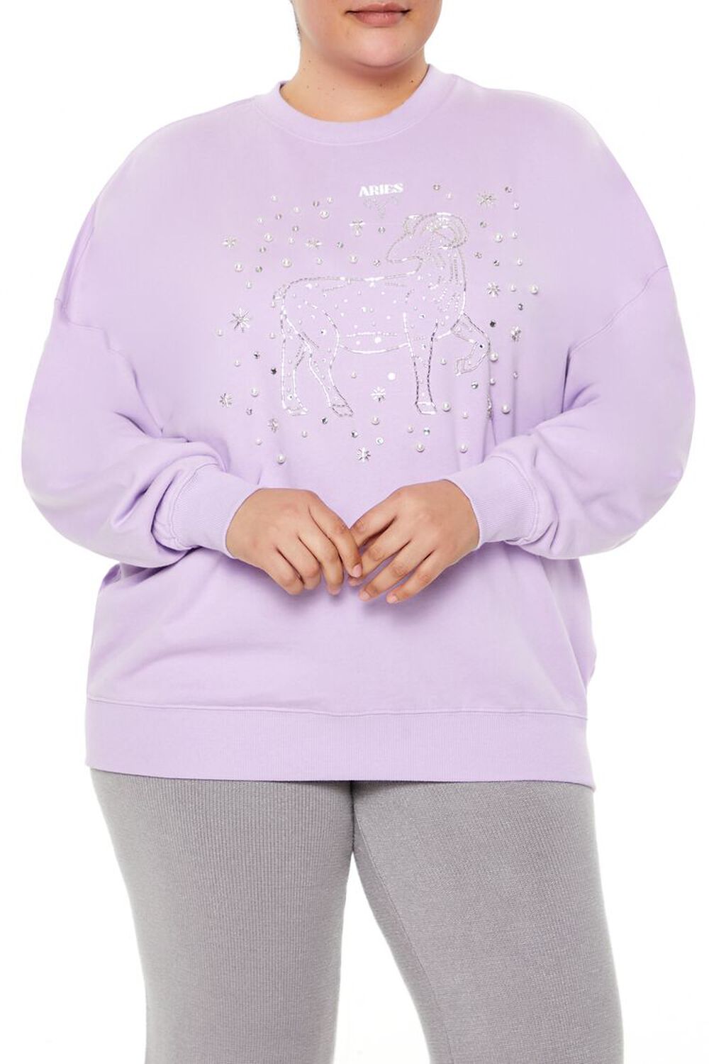LAVENDER/MULTI Plus Size Beaded Aries Pullover, image 1