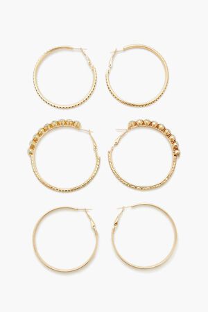 GOLD Etched Rhinestone Hoop Earrings, image 1