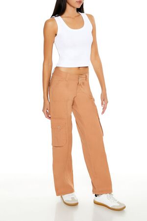 CAMEL Low-Rise Straight-Leg Cargo Pants, image 3