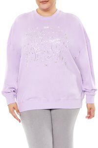 LAVENDER/MULTI Plus Size Beaded Leo Pullover, image 1