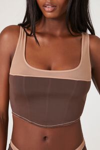 CHOCOLATE/SAND Colorblock Lingerie Corset Bralette, image 4