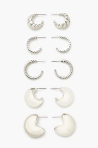 SILVER Twisted & Etched Hoop Earring Set, image 1