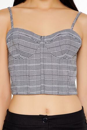 GREY/MULTI Glen Plaid Sweetheart Bustier Cami, image 3
