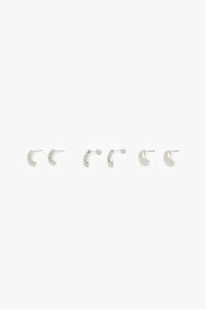 SILVER Rhinestone Hoop Earring Set, image 1