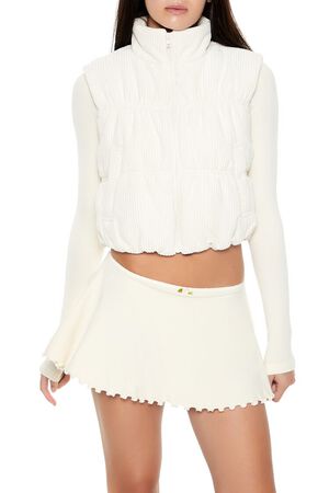 WISTERIA Cropped Funnel Neck Corduroy Vest, image 1