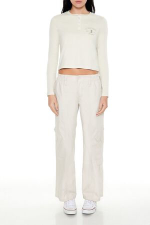 BEIGE/MULTI Courchevel France Ski Henley Tee, image 2