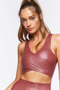 BRICK Faux Leather Longline Sports Bra, image 2
